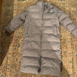 North Face Long Triple C Parka Sz M Purple/Grey